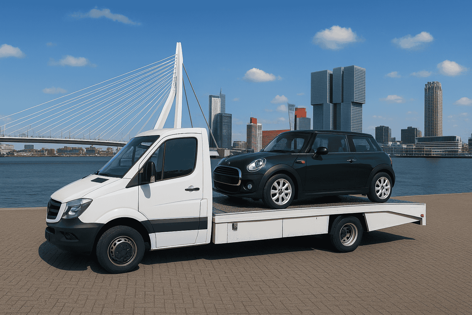 Dépanneuse de recyclage automobile avec voiture sur plateau